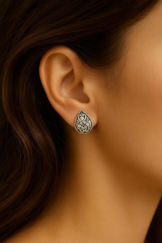 Floral Drop Stud Earrings