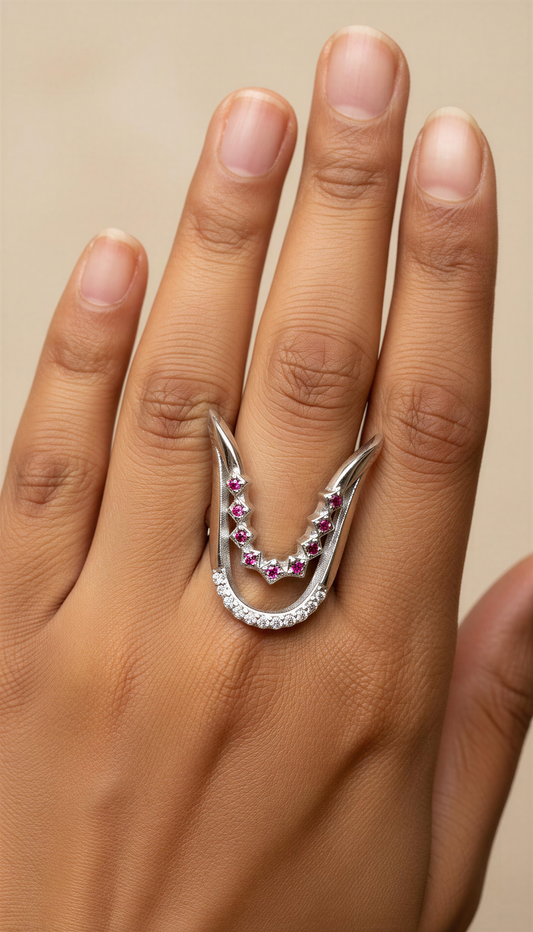 Celeste V-Curve Ring