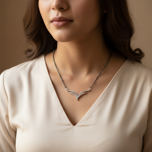 Graceful V-Curve Mangalsutra Pendant