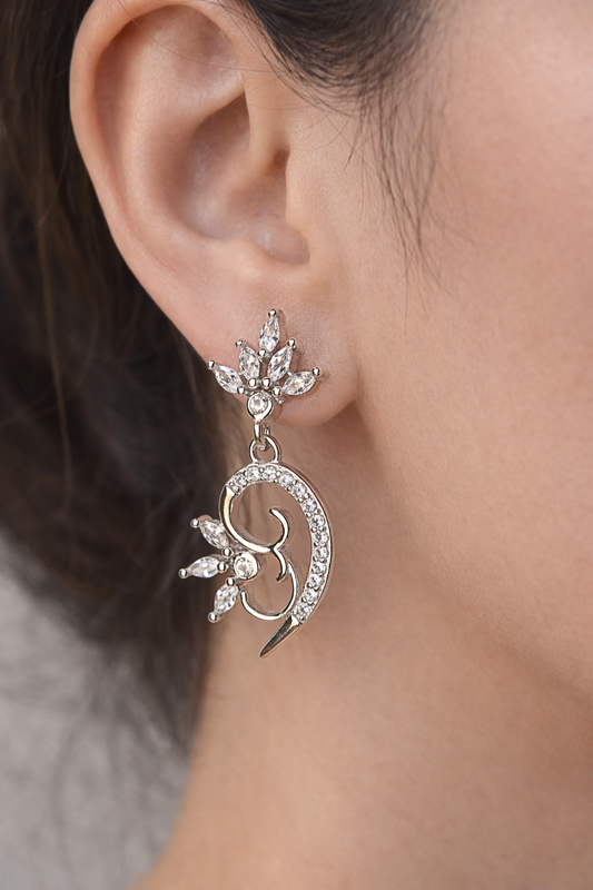 Floral Swirl Zirconia Earrings