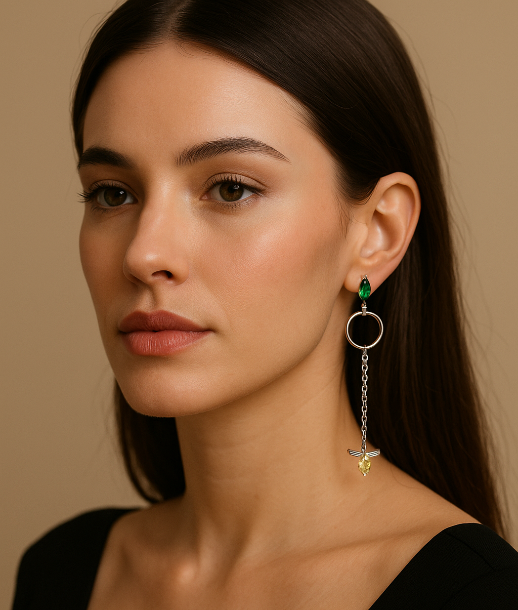Emerald Bee Drop Earrings