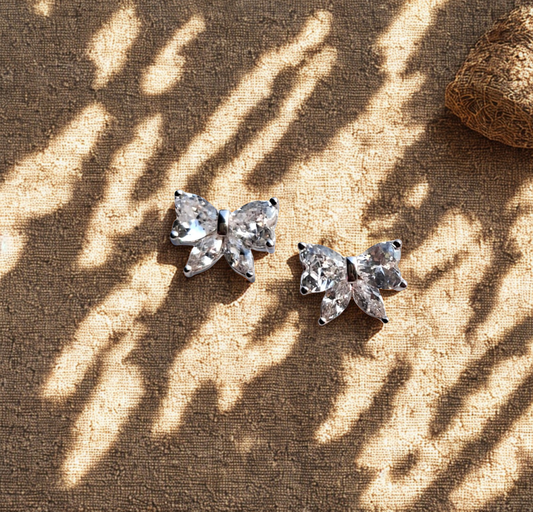 Princess Bow Zircon Studs