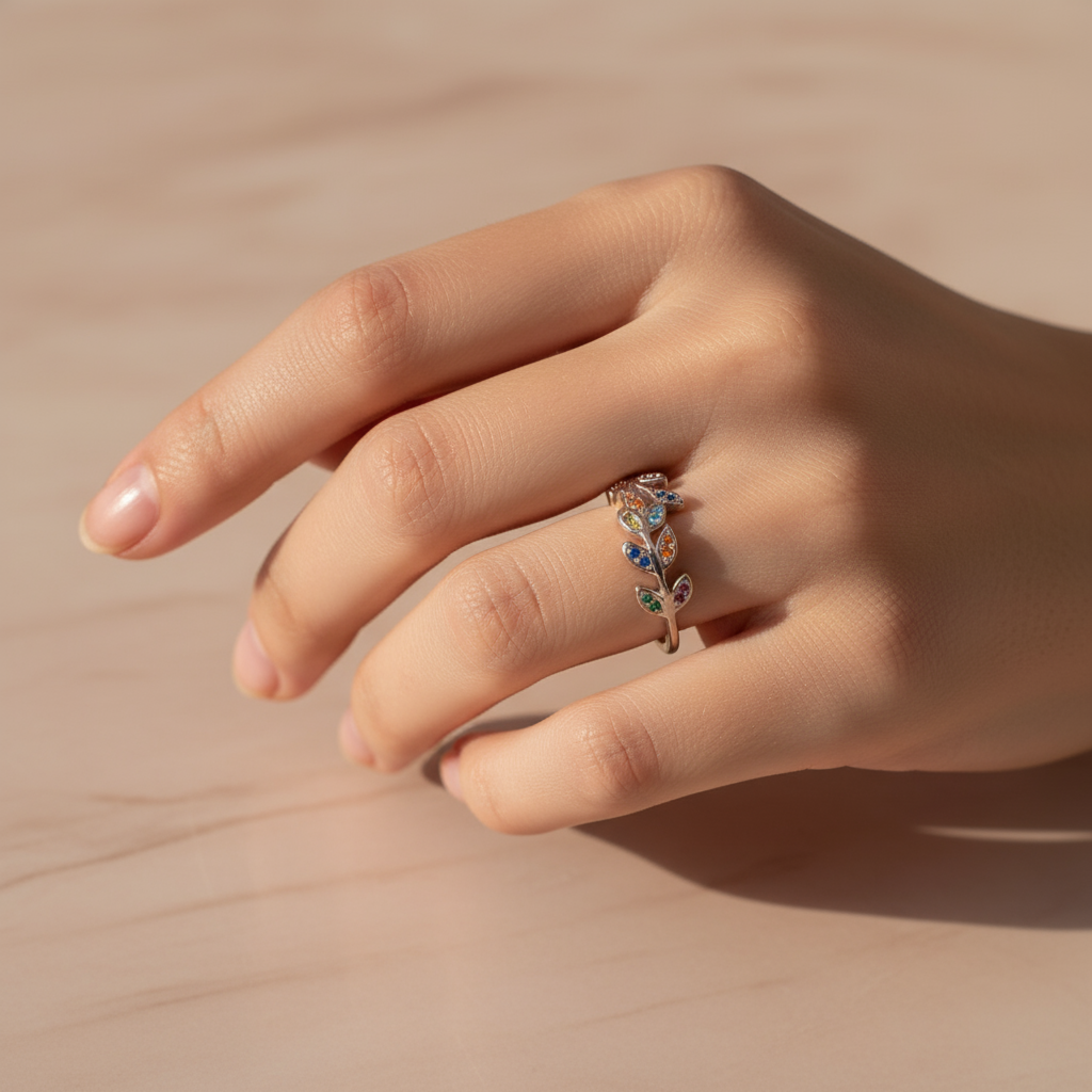Rainbow Leaf Ring