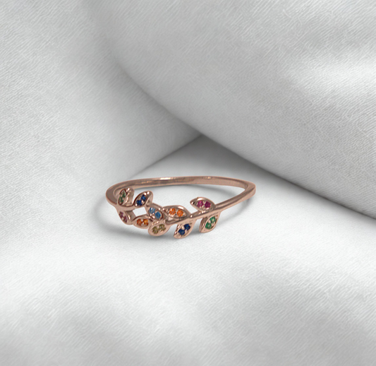 Rainbow Leaf Ring
