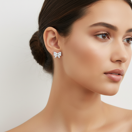 Princess Bow Zircon Studs