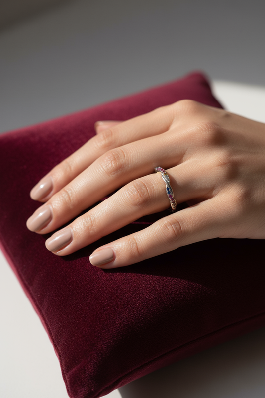 Rainbow Spark Silver Ring