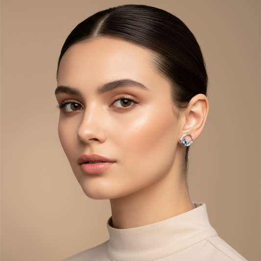 Blue Aura Circle Studs