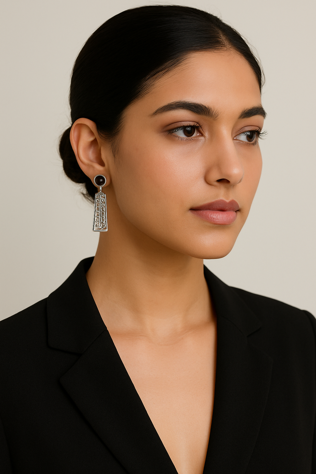 Noir Grid Drop Earrings