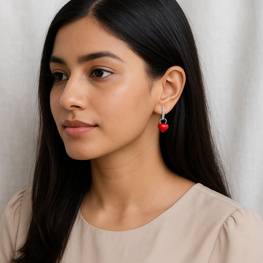 Red Heart Lock Earrings