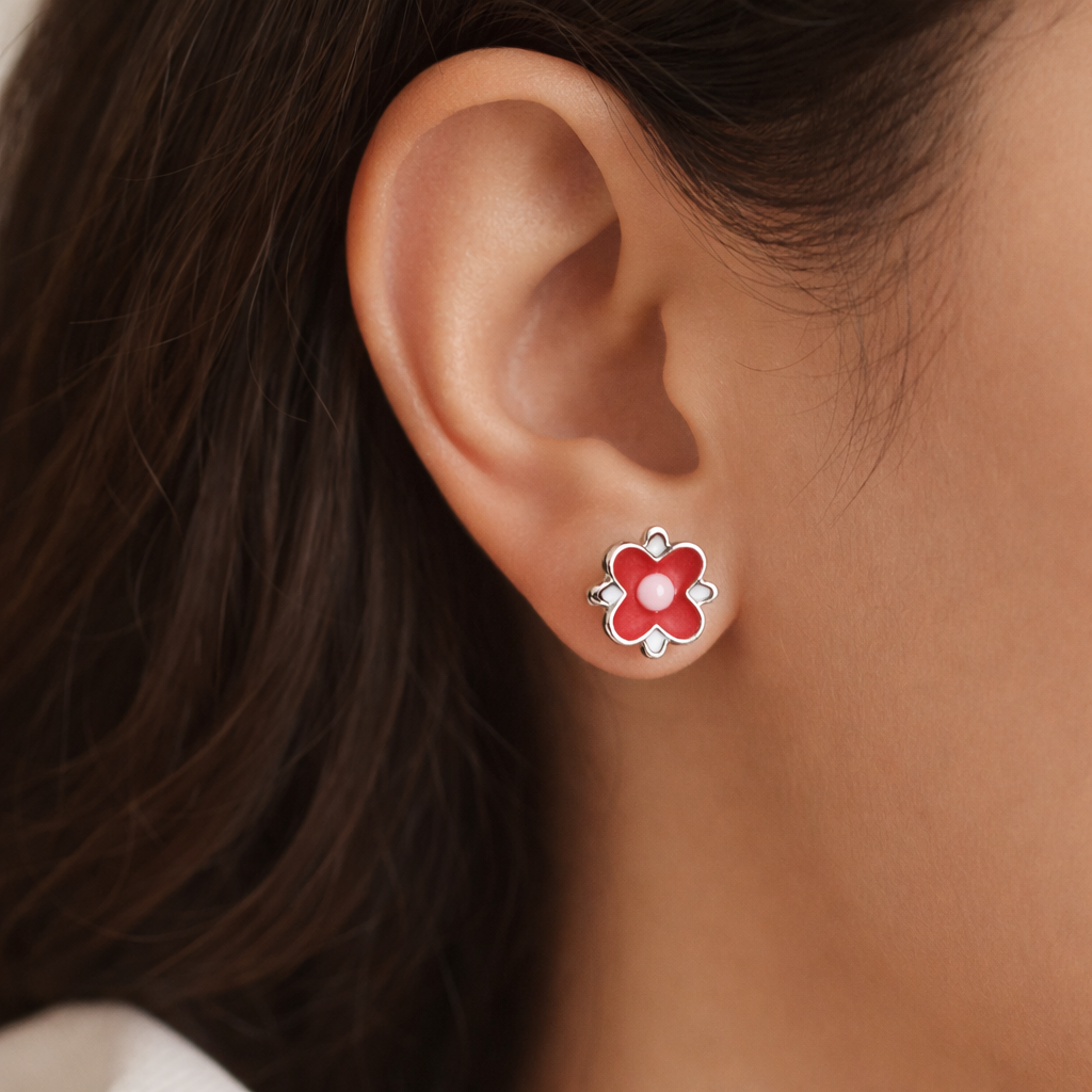 Crimson Bloom Studs