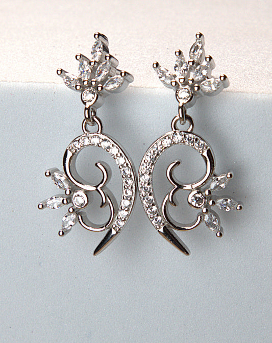 Floral Swirl Zirconia Earrings
