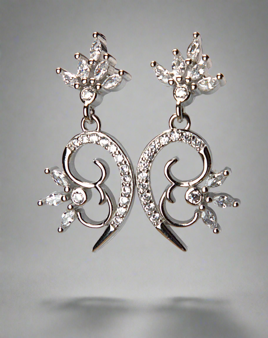 Floral Swirl Zirconia Earrings