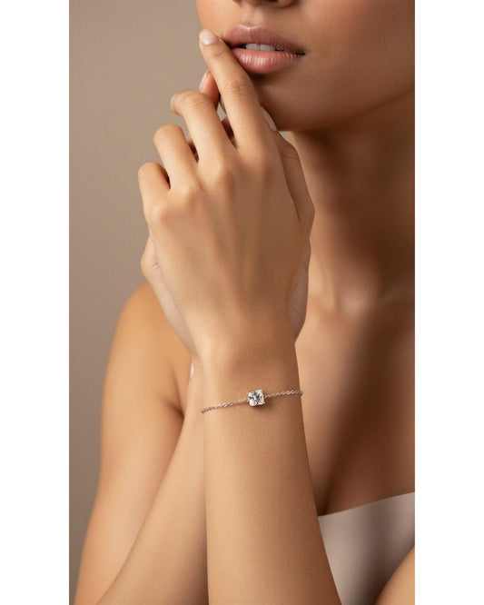 Radiant Solitaire Silver Bracelet