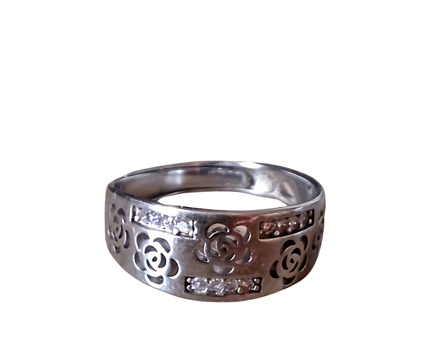 Rose Lattice Silver Band Ring