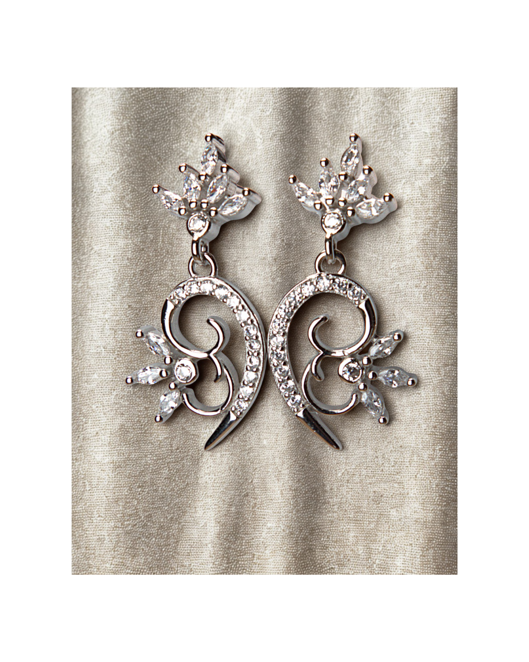 Floral Swirl Zirconia Earrings