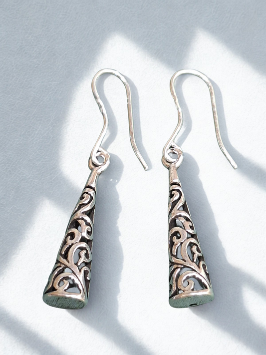 Serenity Filigree Silver Danglers
