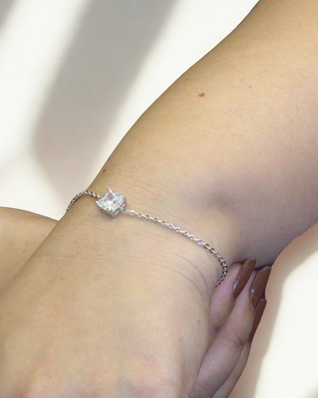 Radiant Solitaire Silver Bracelet