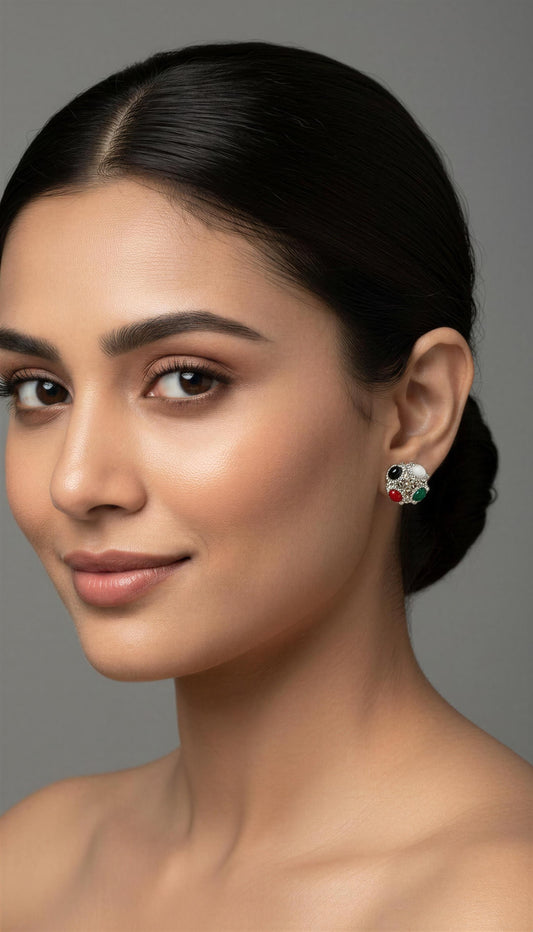 Navratna Bloom Stud Earrings