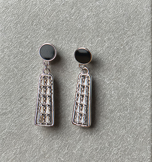 Noir Grid Drop Earrings