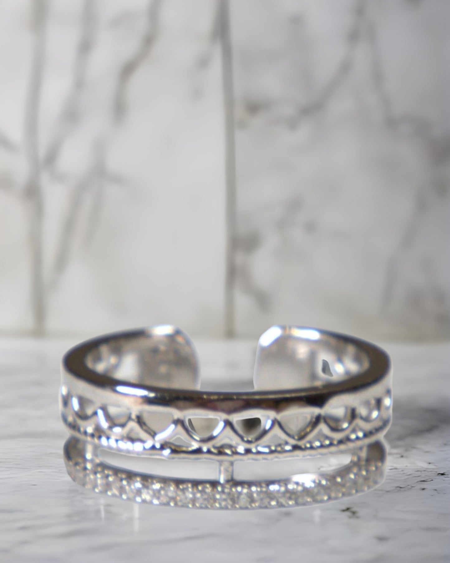 Luna Edge Adjustable 925 Silver Ring