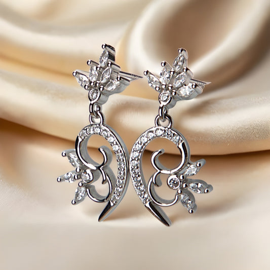 Floral Swirl Zirconia Earrings