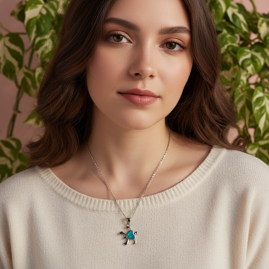 Azure Turtle Pendant Necklace