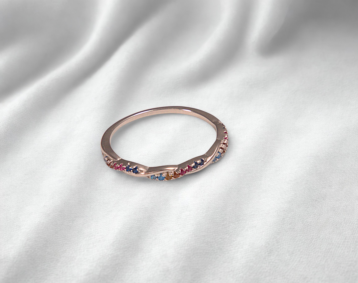 Rainbow Spark Silver Ring