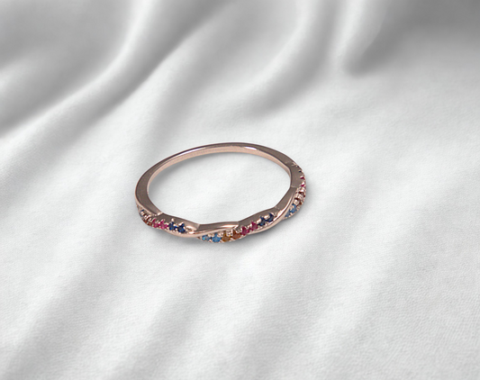 Rainbow Spark Silver Ring