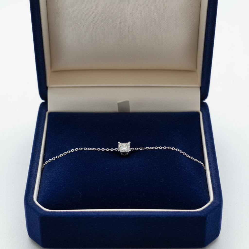 Radiant Solitaire Silver Bracelet