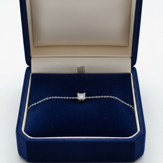 Radiant Solitaire Silver Bracelet