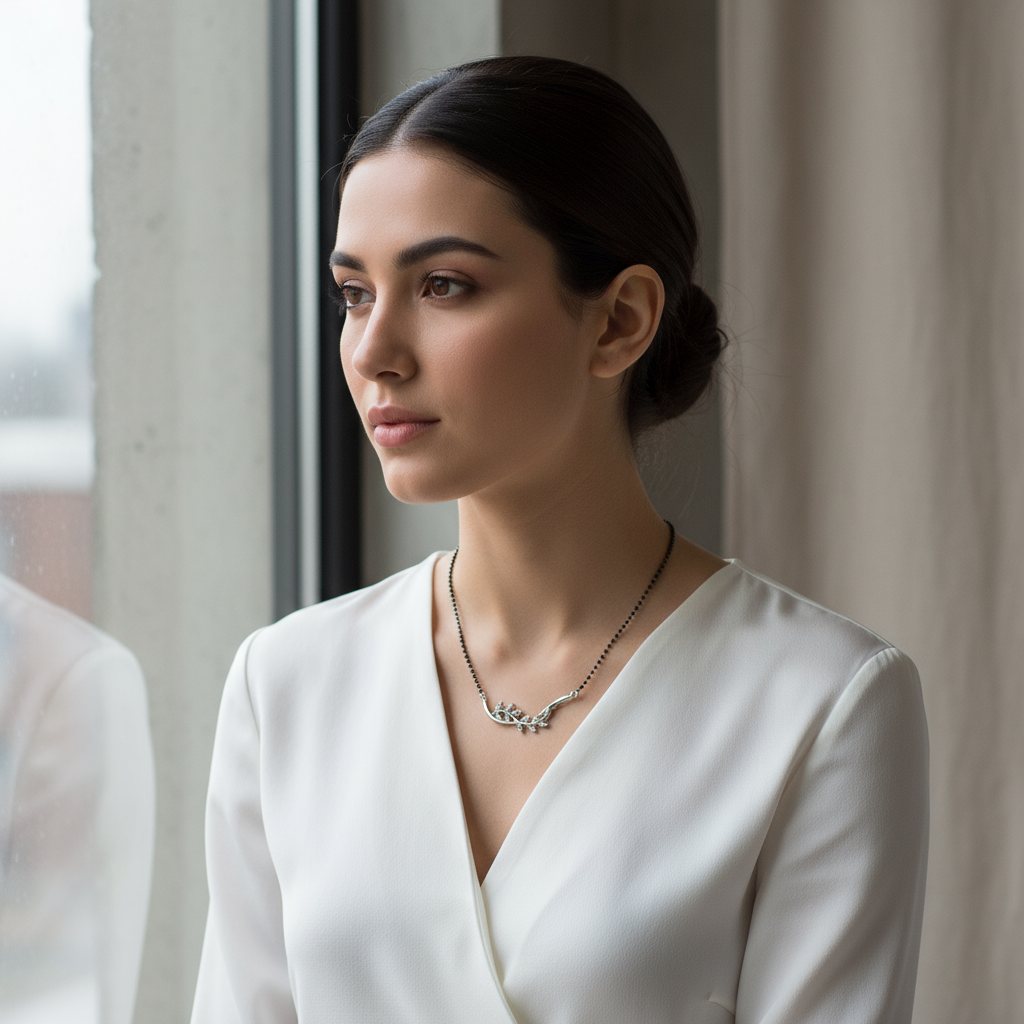 Leafy Grace Mangalsutra Pendant Necklace