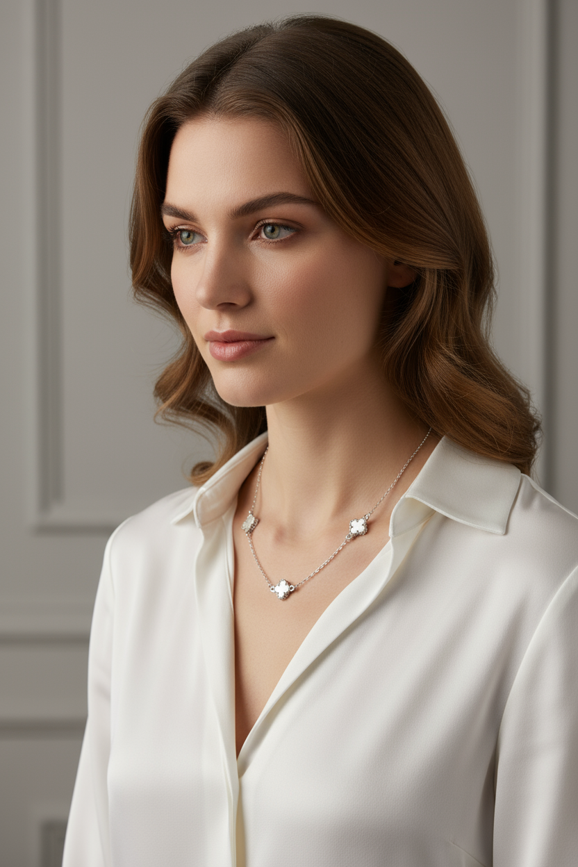 Silver Clover Elegance Necklace