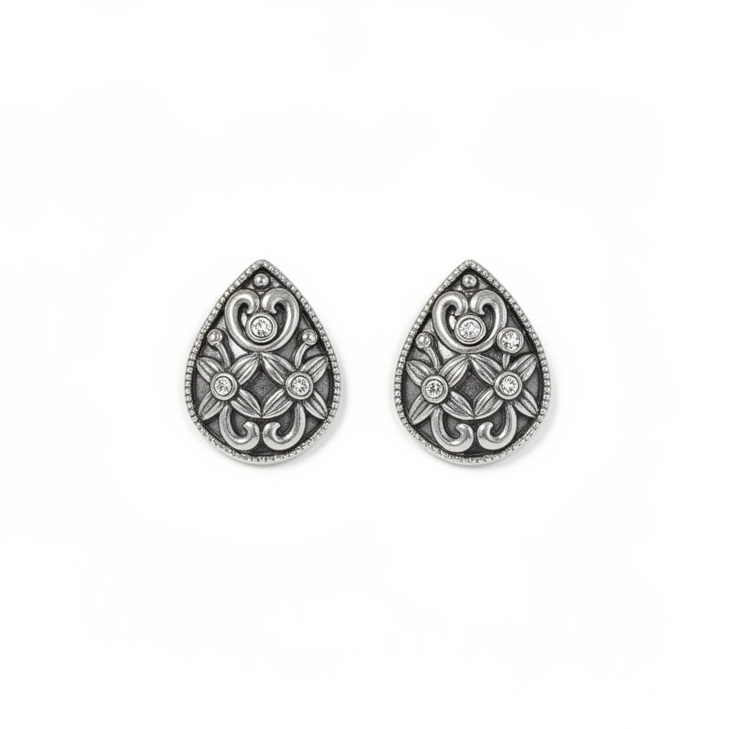 Floral Drop Stud Earrings