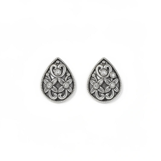 Floral Drop Stud Earrings